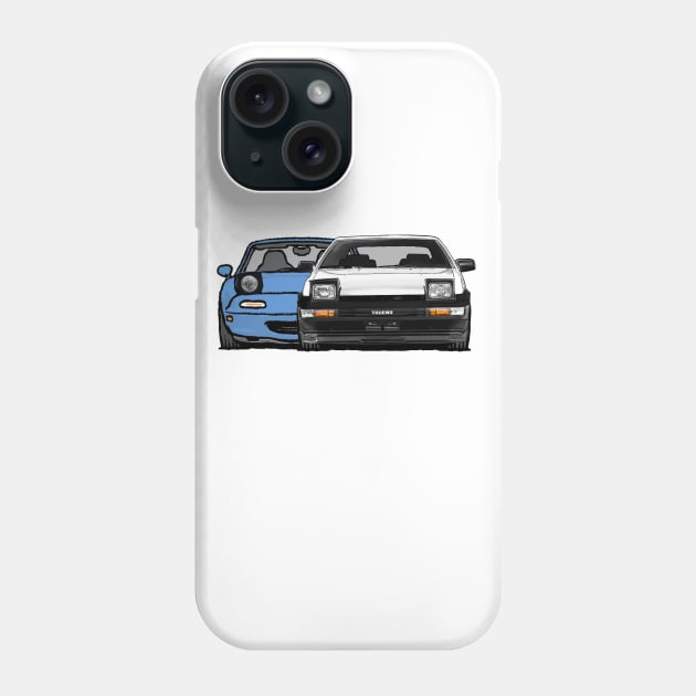 MX5 Miata vs AE86 Phone Case by Woreth