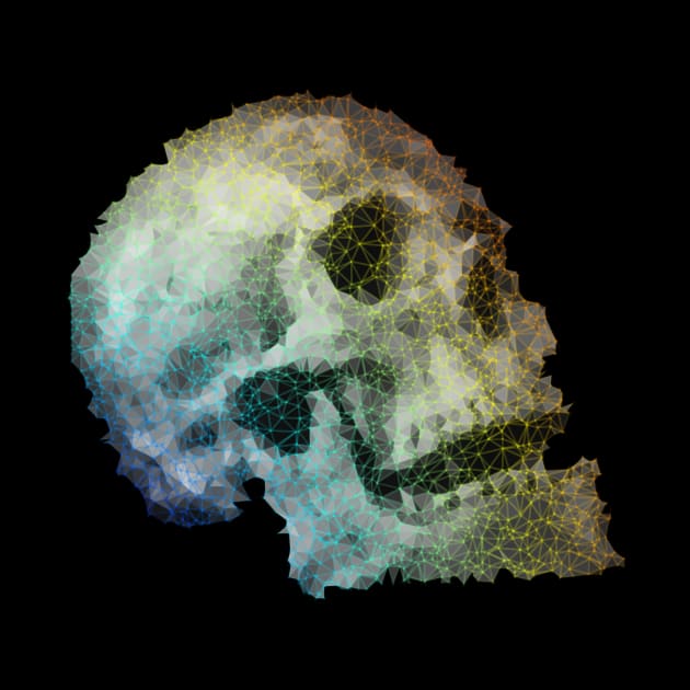 Low Poly Skull with Gradient Colored Edge Mesh T-Shirt by TRIME