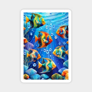 Colorful Tropical Fish With Jewel Like Bubbles Magnet