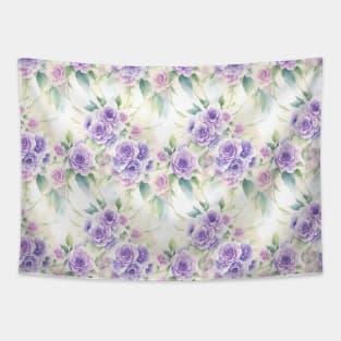 Watercolor Lilac  Roses Flower Art Tapestry