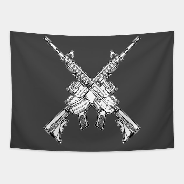 Crossing m4 rifles Tapestry by ComPix