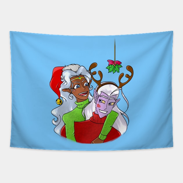 Lotura - Christmas Kiss Tapestry by AniMagix101