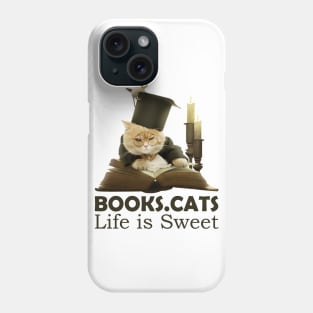 Books. Cats Life is Sweet Phone Case