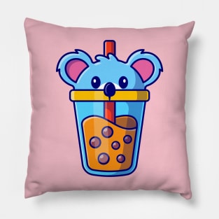 Cute Koala Boba Milk Tea Cup Cartoon Pillow