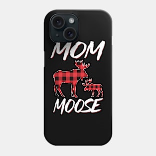 Red Plaid Mom Moose Matching Family Pajama Christmas Gift Phone Case