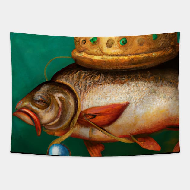 Fish with a Crown Tapestry by maxcode