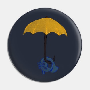 Yellow umbrella and blue horn - purple Pin