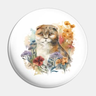 Scottish Fold Floral Pin