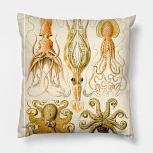 Vintage Underwater Octopus Illustration Pillow