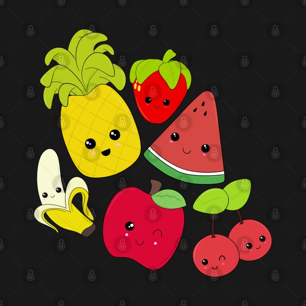 Kawaii Fruit Characters by ShutterStudios