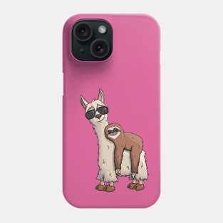 Casual Sloth Riding Llama with Sunglasses Phone Case