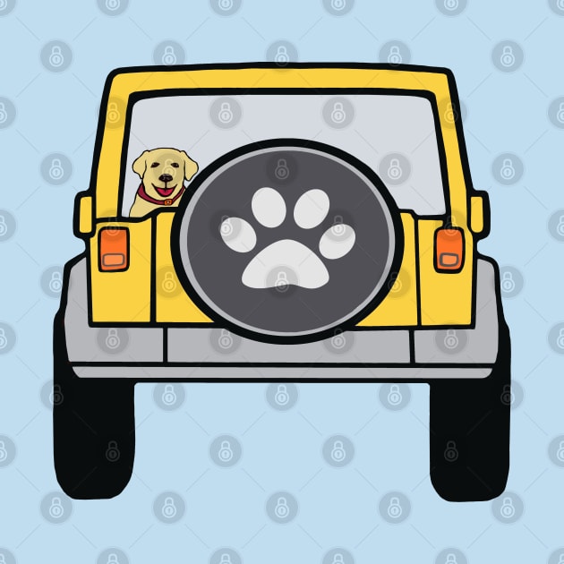 Dog in Yellow Jeep by Trent Tides