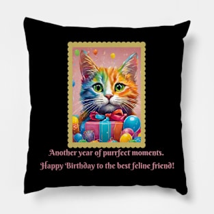 Happy Birthday Cat (Cat Lovers Motivational and Inspirational Quote) Pillow