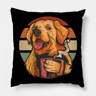 coffee and golden retriever golden retrievers life is golden Pillow