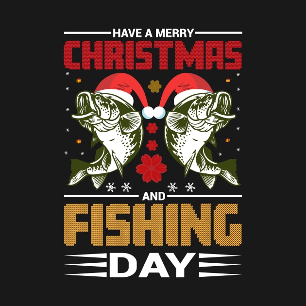 Christmas Fishing T - Shirt Design by Shuvo Design