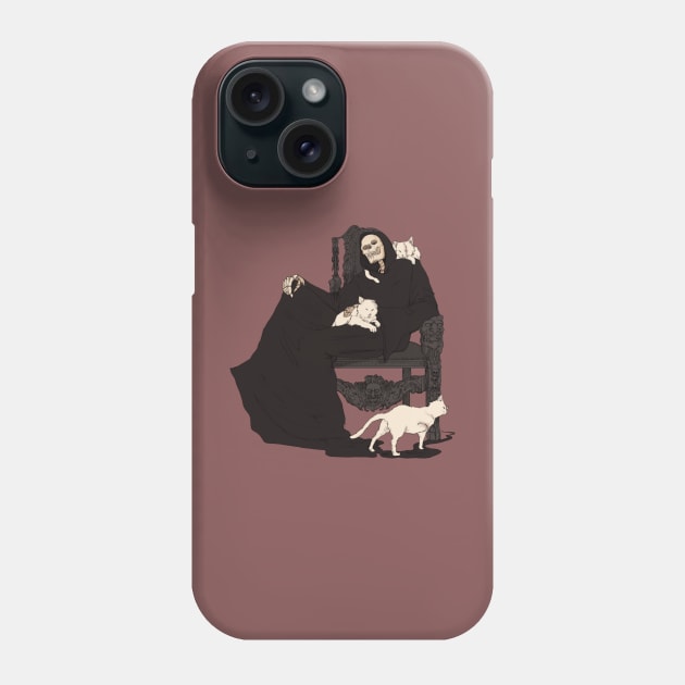 Death and its 3 cats Phone Case by ungfio