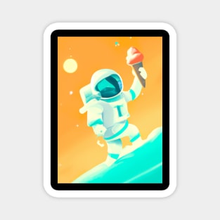 Astronaut with Ice Cream Magnet