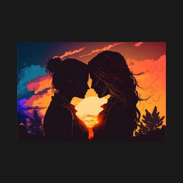 Girl couple with sunset background by Art8085