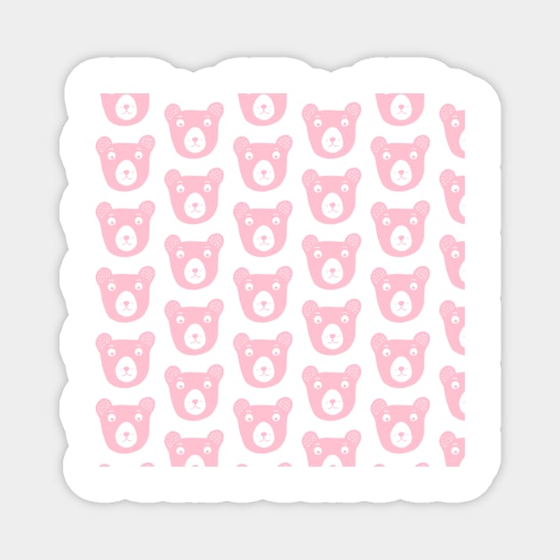 Cute pink and white bear illustration Magnet by bigmoments