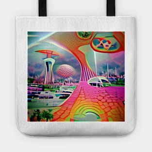 Psychedelic Futuristic Landscape Tote