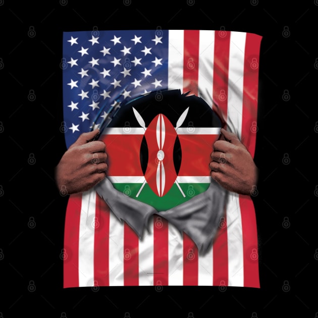 Kenya Flag American Flag Ripped - Gift for Kenyan From Kenya by Country Flags