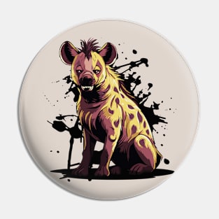 Scary African Spotted Hyena Pin