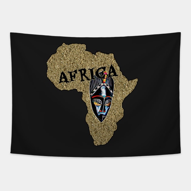 Africa Map with Mask Tapestry by DougB