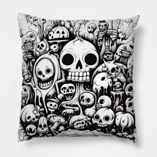 Halloween skull doodle Pillow