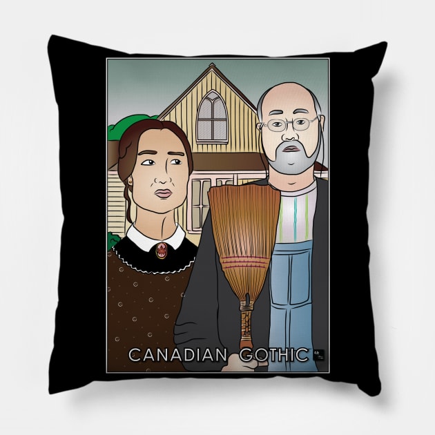 Canadian Gothic Pillow by AltTabStudio