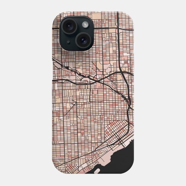 Miami Map Pattern in Soft Pink Pastels Phone Case by PatternMaps