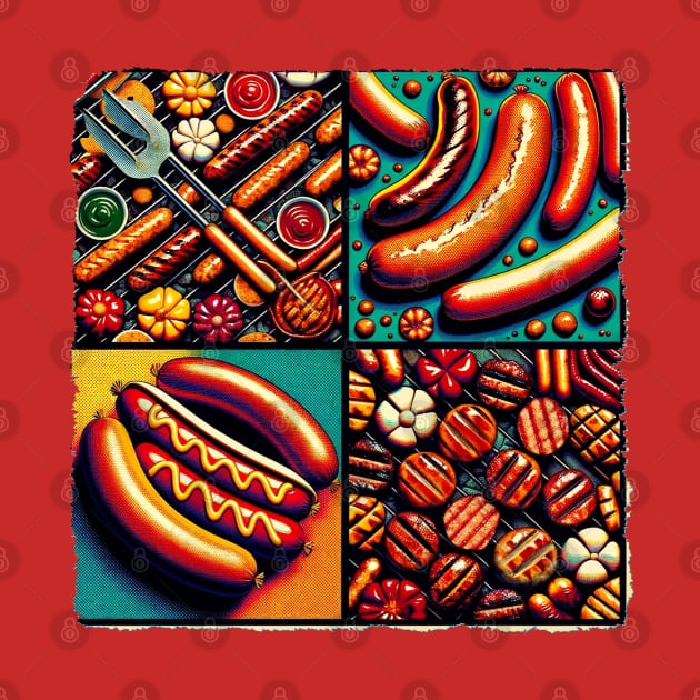 Sizzling Pop Art: Bratwurst & Sausage Extravaganza - Culinary Art by PawPopArt