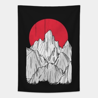 The red sun and the mountains Tapestry