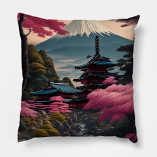 Serene Mount Fuji Sunset - Peaceful River Scenery Pillow