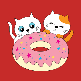 cat eating donuts T-Shirt