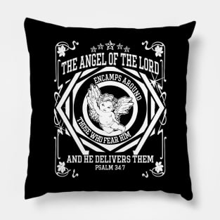 Angel of The Lord Christian Streetwear Psalm 34:7 Design Pillow