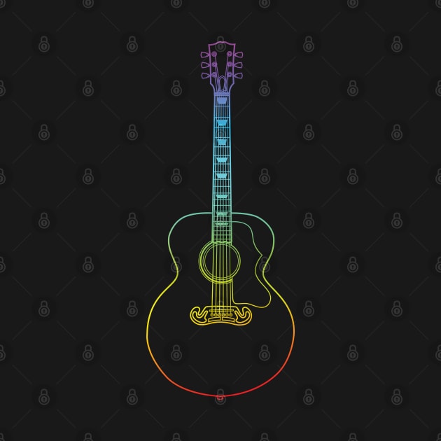 Jumbo Style Acoustic Guitar Colorful Outline by nightsworthy