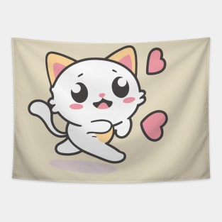 Cute kawaii cat cartoon Tapestry