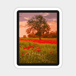 Red Poppy Spot - Landscape Magnet