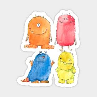 Funny Watercolor Monsters Magnet