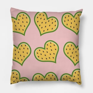 Slices of watermelon in shape of heart. Pillow