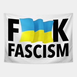 F Fascism - Censored with Ukrainian Flag (wavy) Tapestry