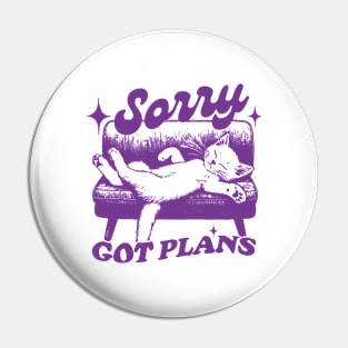 Sorry Got Plans Retro Graphic T-Shirt, Vintage Unisex Adult T Shirt, Vintage Kitten T Shirt, Nostalgia Cat Pin