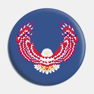 Blue red and white bald eagle Pin