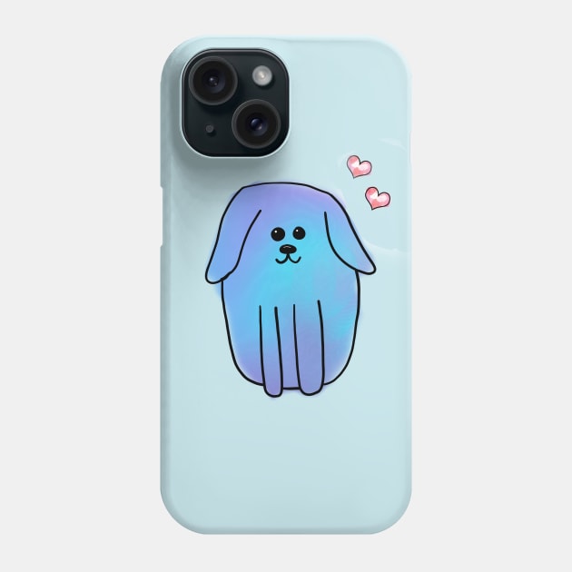 Blue Watercolour Dog with Hearts Phone Case by alisadesigns