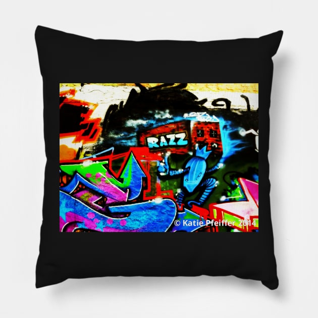 Graffiti Wall  Razz Philly Pillow by Kater