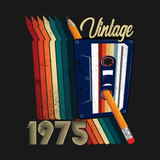 Vintage 1975 Cassette Tape Pencil Retro Classic Birthday T-Shirt