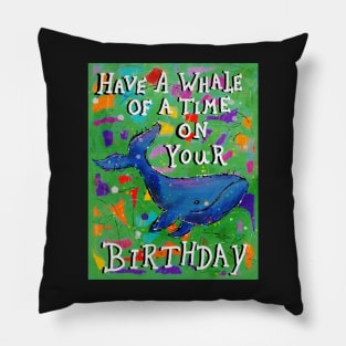 Whimsical whale birthday greeting Pillow