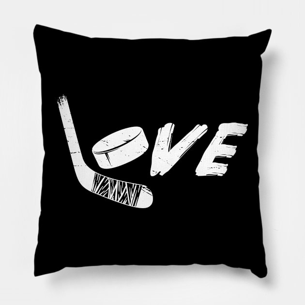 Hockey Love Ice Hockey Player Pillow by White Martian