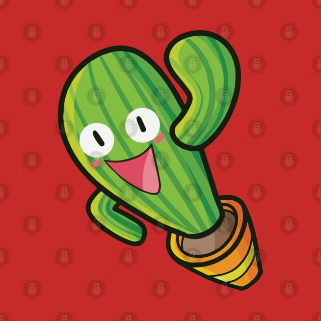 Funny cactus pot with happy face by Jocularity Art