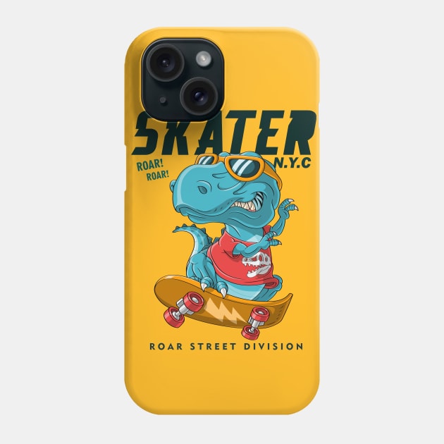 cool dinosaur playing skateboarding Phone Case by Tshirt lover 1